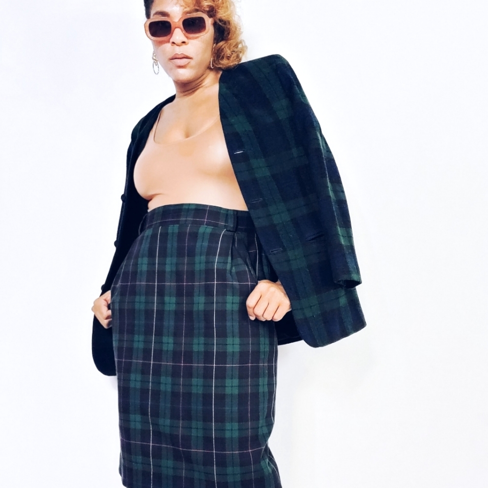 Plaid Pencil Skirt - Picture 1 of 8